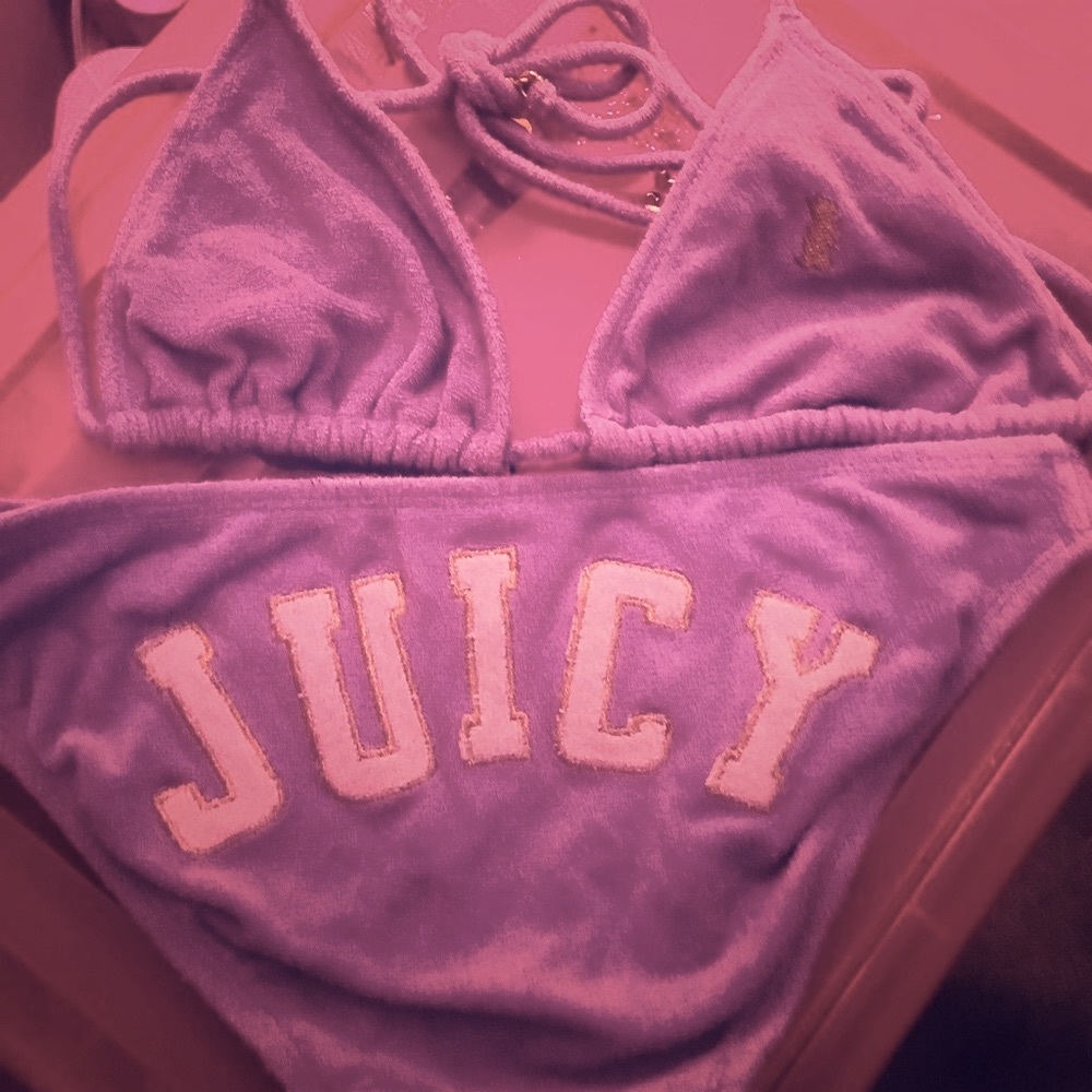 Purple juicy couture bikini with cover up.